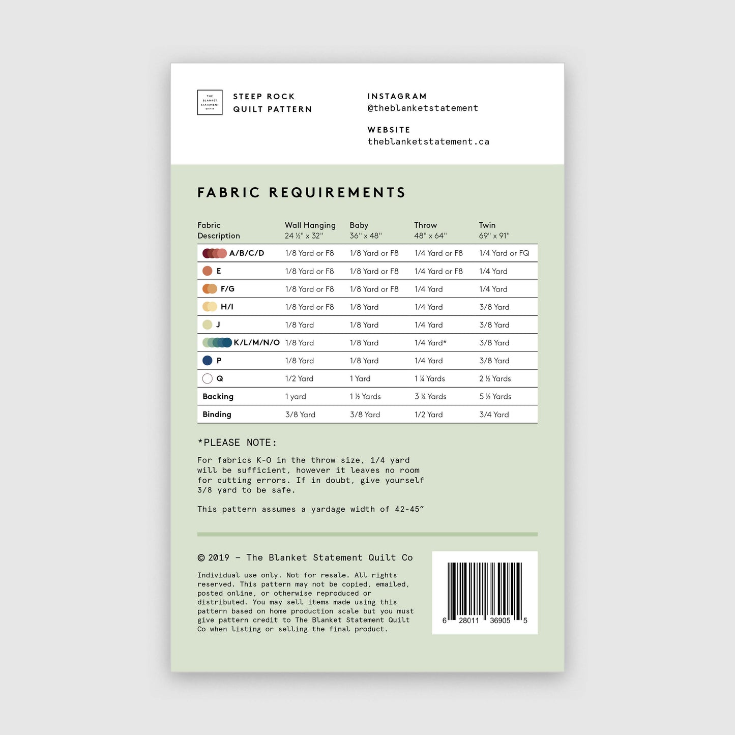 Steep Rock PDF Pattern