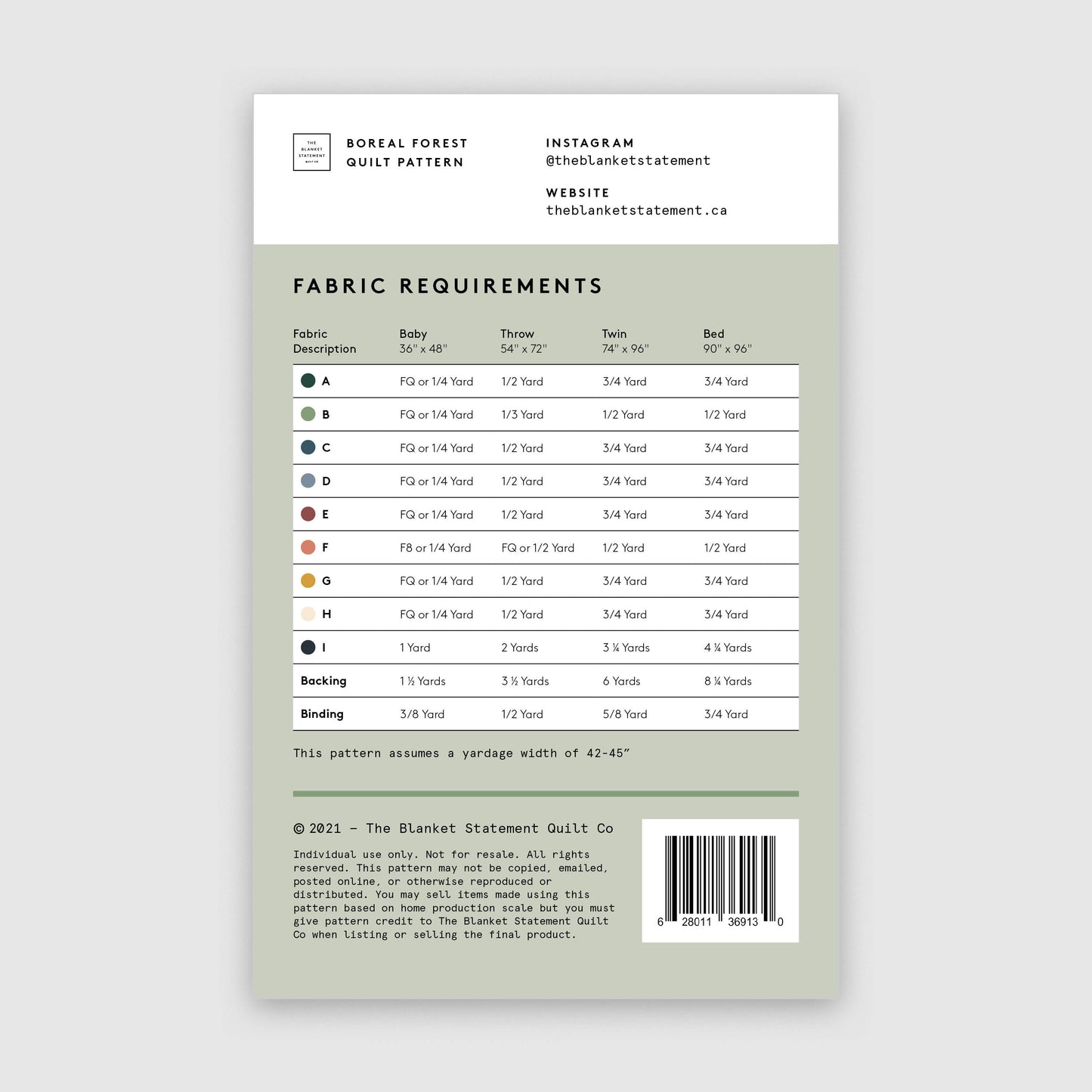 Boreal Forest PDF Pattern