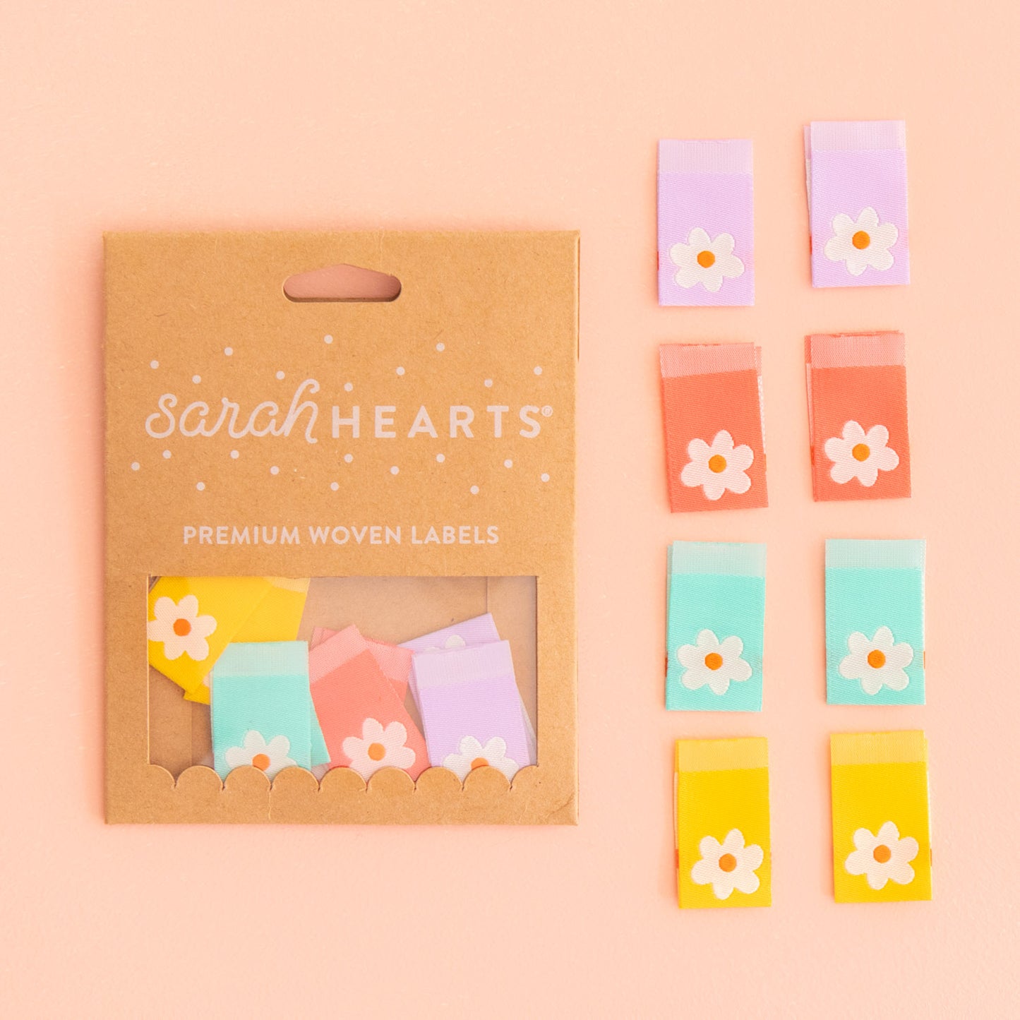 Sarah Hearts Woven Labels - Daisy