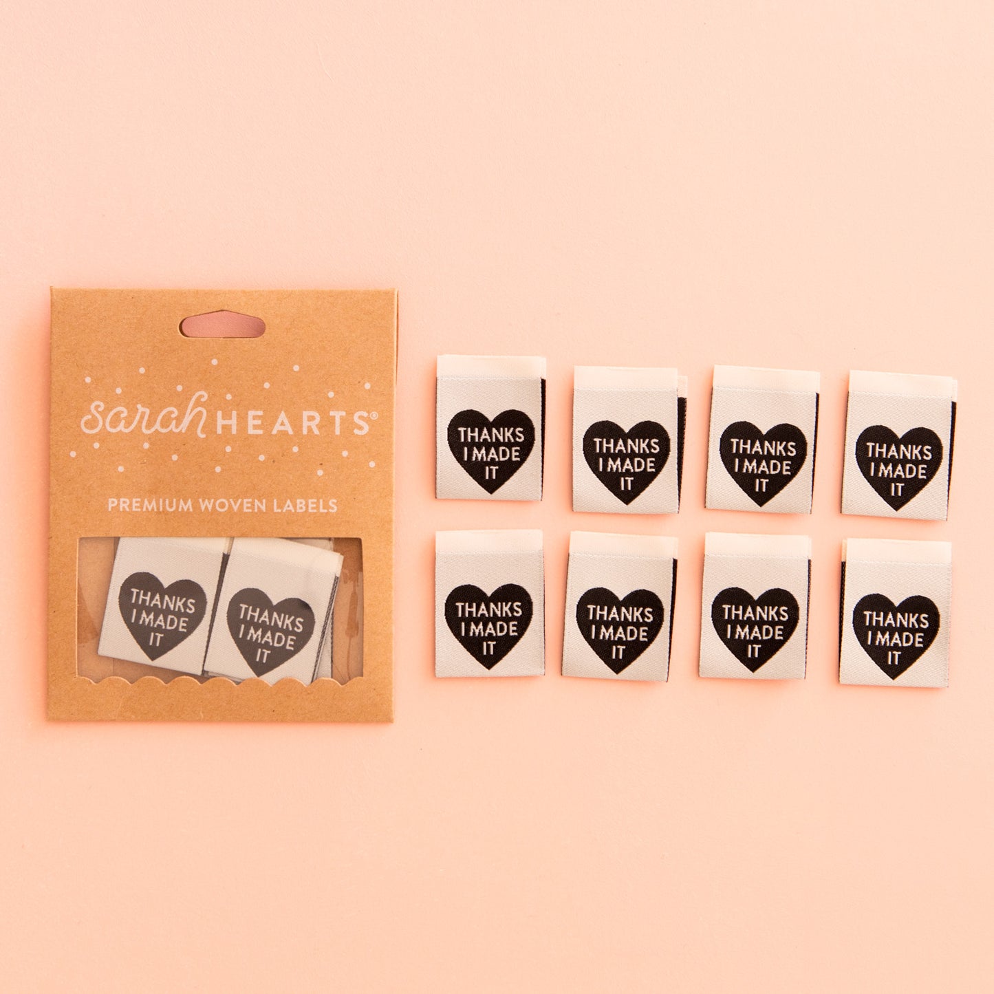 Sarah Hearts Woven Labels - Thanks I Made It (Heart)