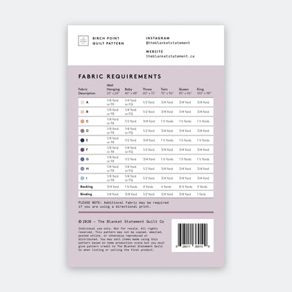 Birch Point Paper Pattern - Pack of 5