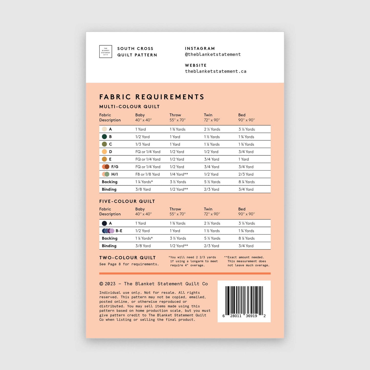 South Cross Paper Pattern - Pack of 5