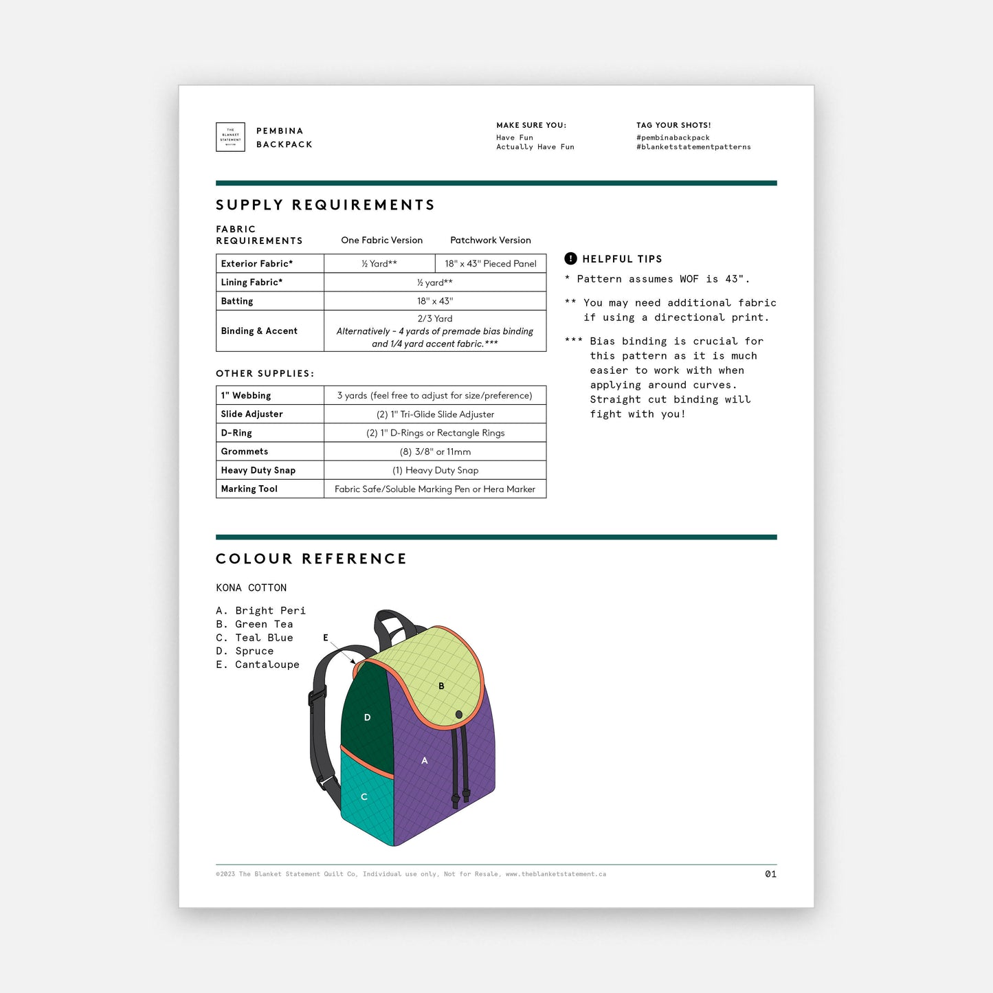 Pembina Backpack PDF Pattern